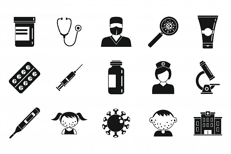 Body chicken pox icons set, simple style example image 1