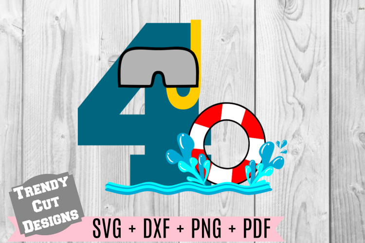 Pool Party Number 4th Birthday SVG