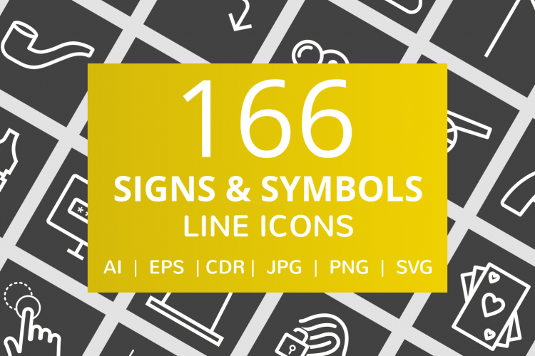 166 Signs   Symbols Line Inverted Icons