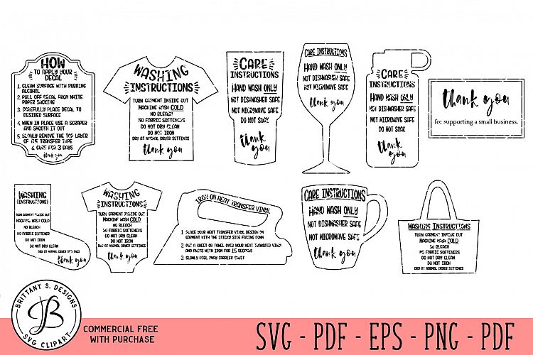 Care Card Instruction SVG, Care Card Bundle SVG