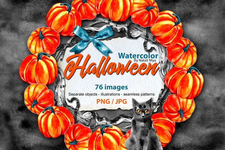 Watercolor Halloween set