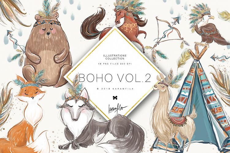 Boho Animals Clipart