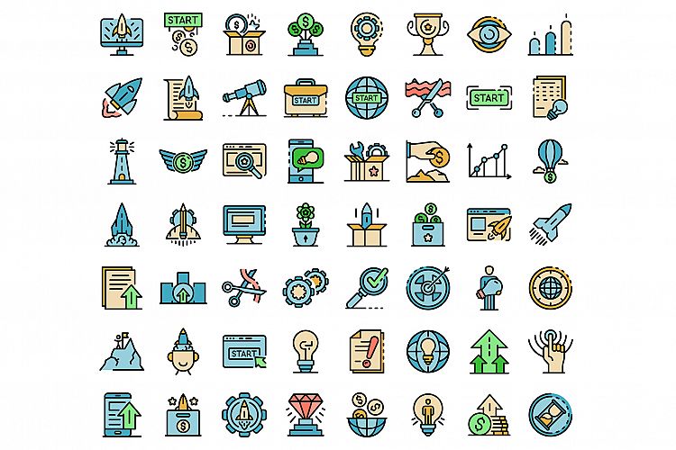 Startup icons set vector flat