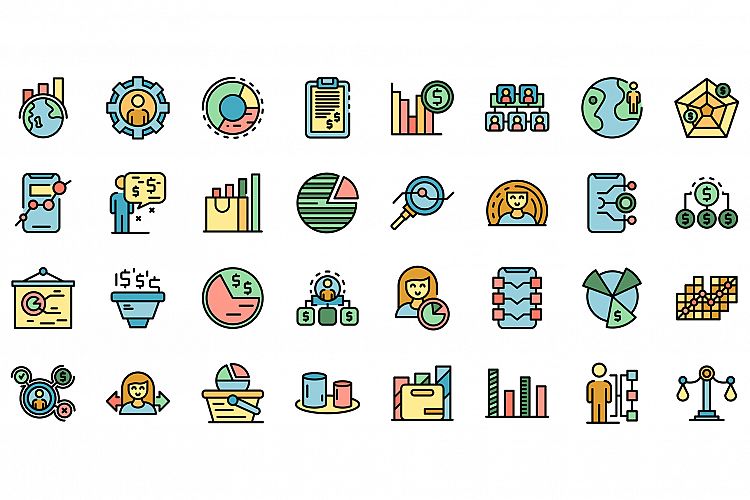 Market segmentation icons set vector flat example image 1