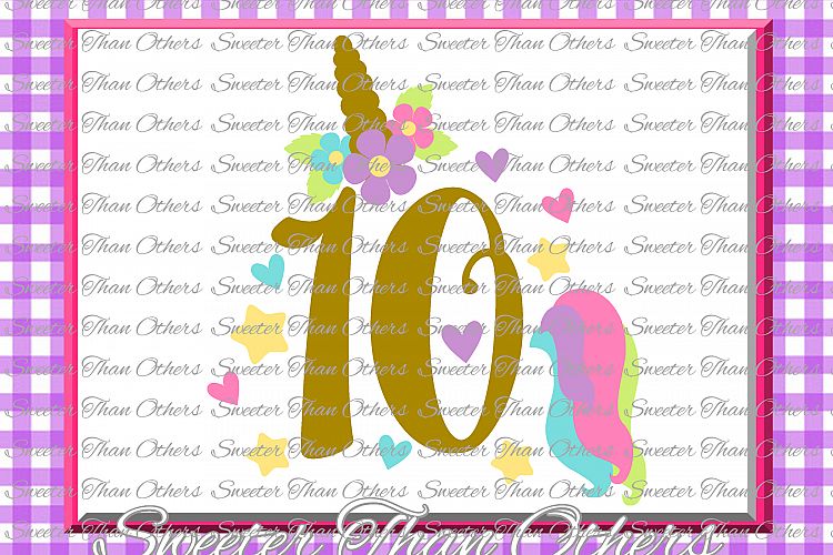Tenth Birthday SVG, 10th Birthday Unicorn svg