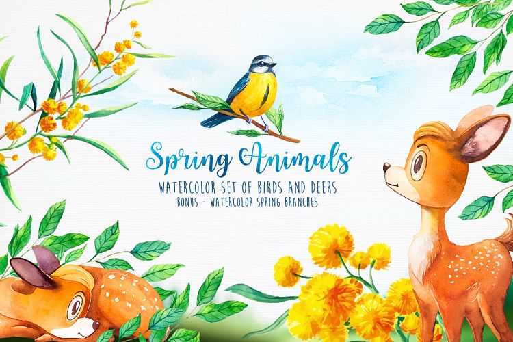 Spring Animals. Watercolor.