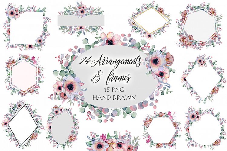 Arrangements & Frames with peonies & anemonies flowers