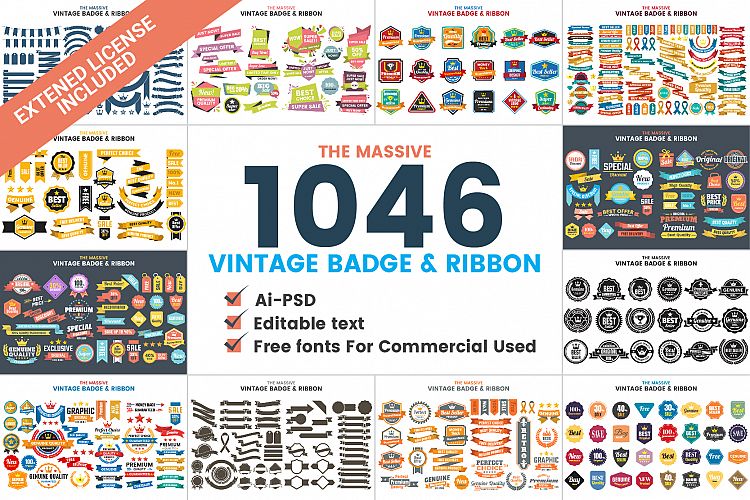 1046 VINTAGE BADGE & RIBBON