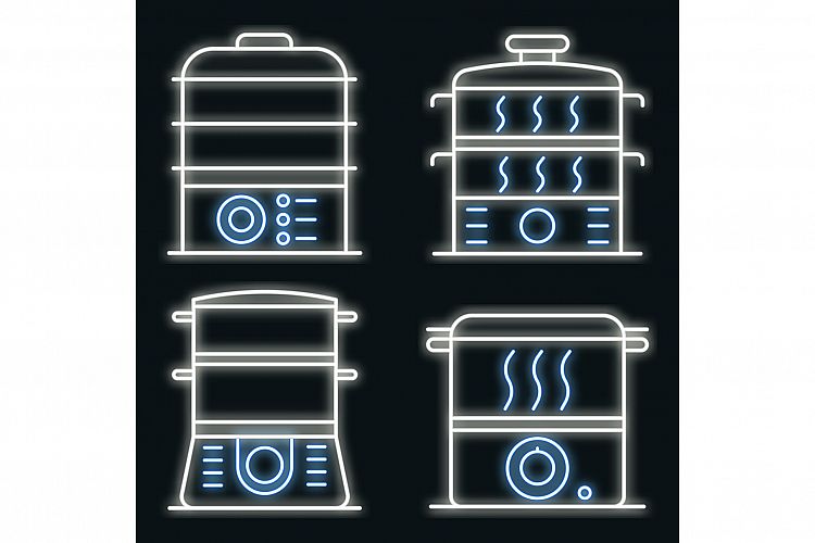 Steamer icons set vector neon example image 1