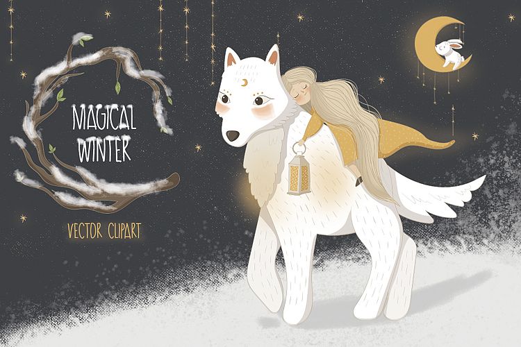 Magical forest. Vector clipart