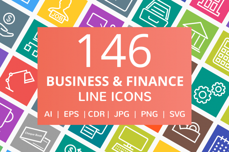 146 Business   Finance Line Multicolor B/G Icons