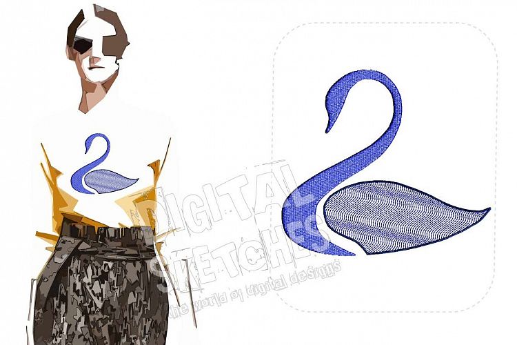 Swan Machine Embroidery Design 3 Sizes