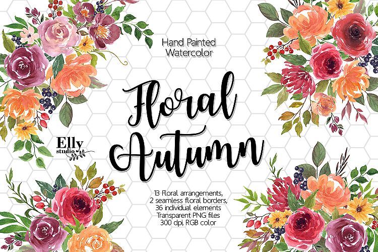 Watercolor Floral Autumn Clip Art