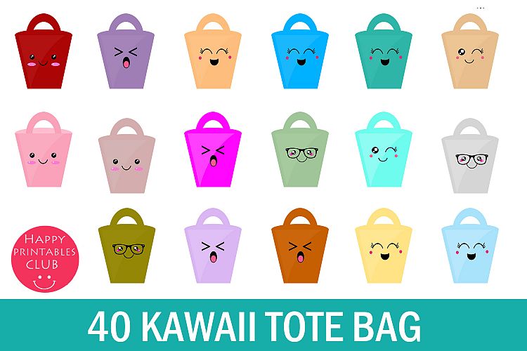 40 Kawaii Tote Bag Clipart-Tote Bag Clipart-Shopping Bag PNG