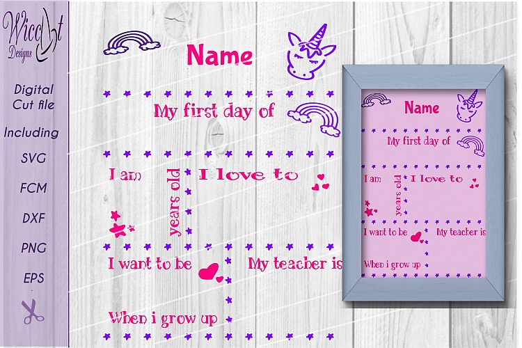 Back to school Unicorn svg, template svg, first day