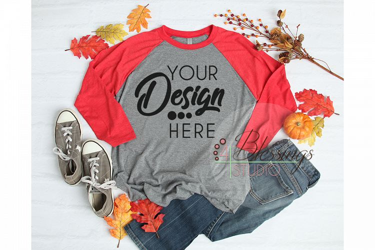 Fall Raglan Shirt Mockup Next Level 6051 Baseball TShirt