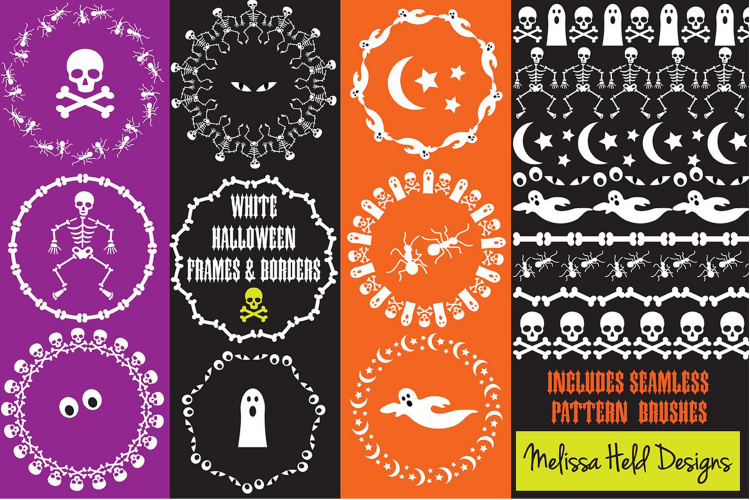 White Halloween Frames   Borders