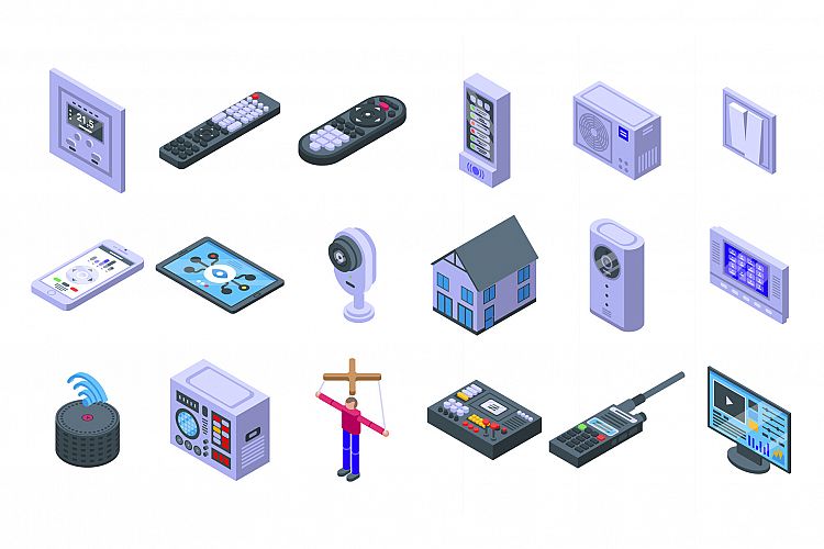 Control icons set, isometric style example image 1