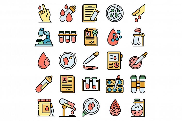 Blood test icons vector flat example image 1