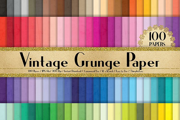 100 Vintage Grunge Texture Digital Papers 12 x 12 inch