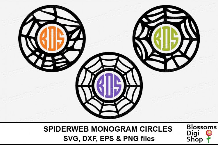 Spiderweb Monogram Circles, SVG, DXF, EPS & PNG files