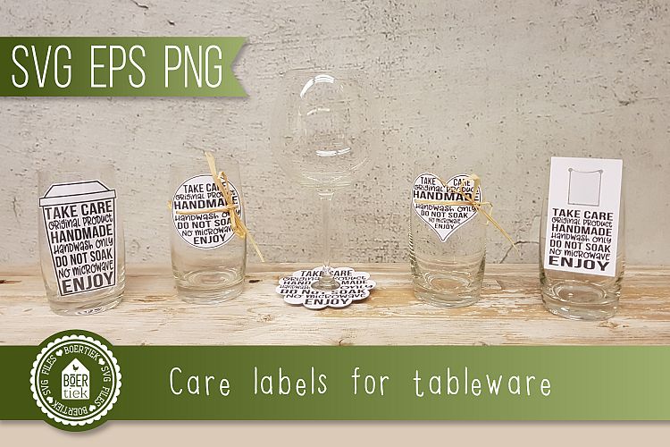 Care labels for tableware made with decal, etc. Print   Cut.