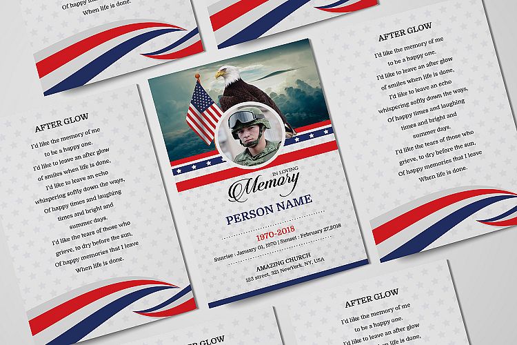 Funeral Prayer Card Army Military