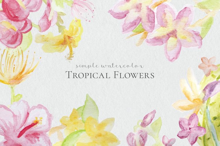 Watercolor Tropical Flowers