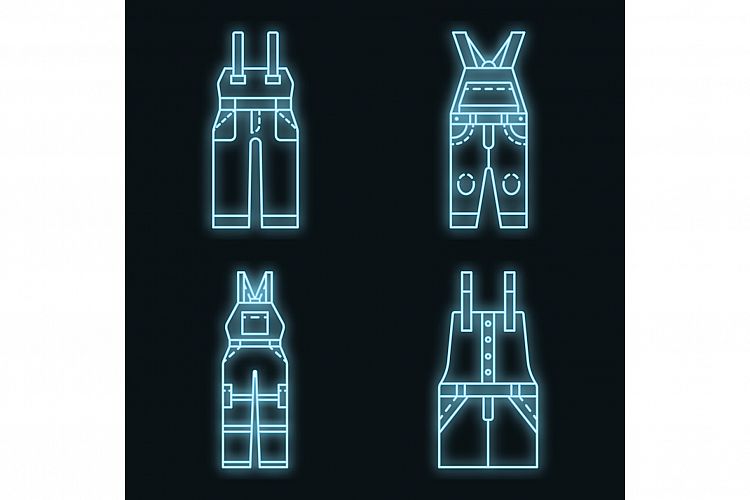 Overalls icon set vector neon example image 1