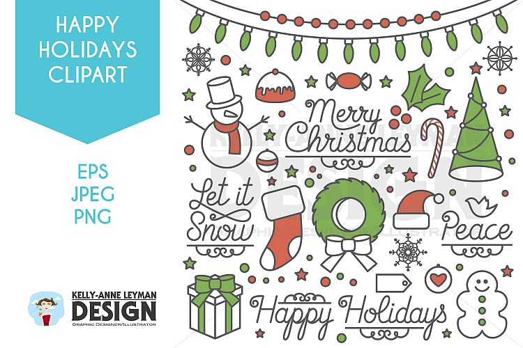Holiday Clipart, Christmas Clip Art Set