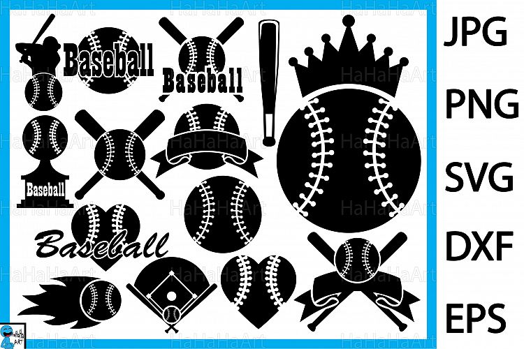 Baseball Monogram V1 Black - Clip art / Cutting Files - 77c