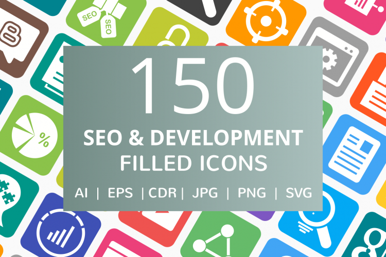 150 SEO   Development Filled Round Corner Icons