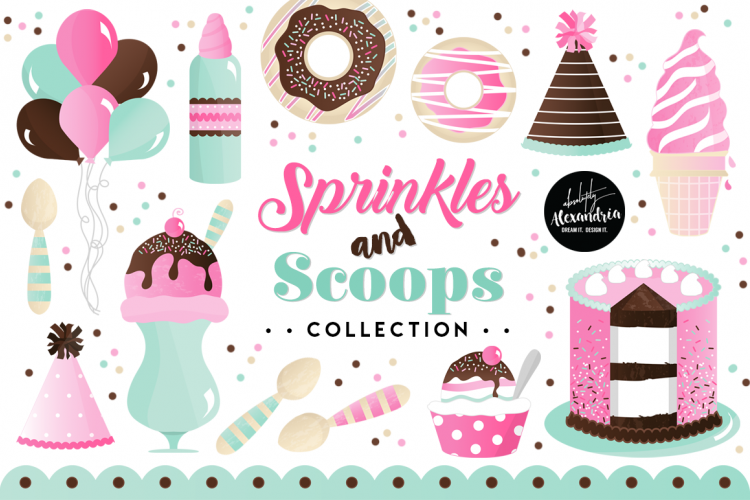 Sprinkles & Scoops Clipart Graphics & Digital Paper Patterns Bundle