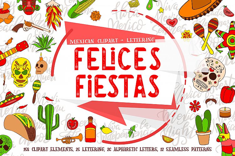 Felices Fiestas Clipart+Lettering