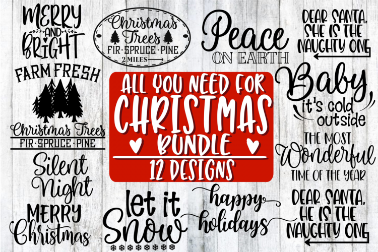 All You Need For Christmas Bundle - 12 Designs