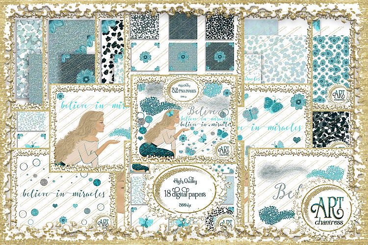 Fairy Clipart HUGE SET -32 PNG and 18 Digital papers BUNDLE