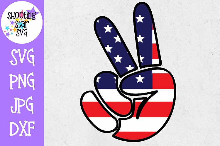 Peace Sign Hand with American Flag- Fourth of July SVG