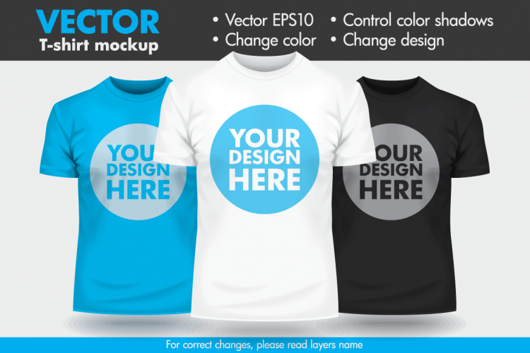 Download Vector T-shirt Mock-up Mockup Template (115373) | Objects | Design Bundles