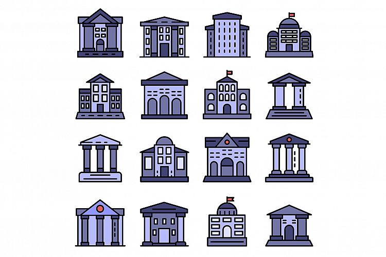 Courthouse icons set vector flat example image 1