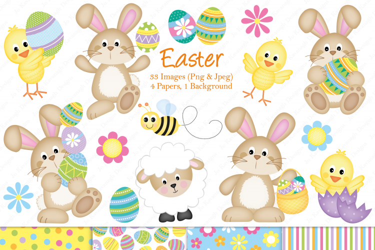 Easter clipart, Easter bunny graphics & illustrations