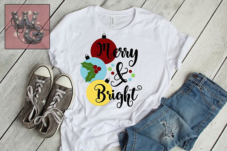 Merry Bright Ornaments SVG DXF PNG JPG Commercial