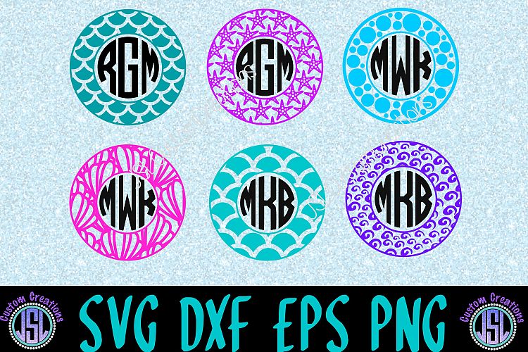 Download Mermaid Monogram Frames Set of 6 | SVG DXF EPS PNG Cut File