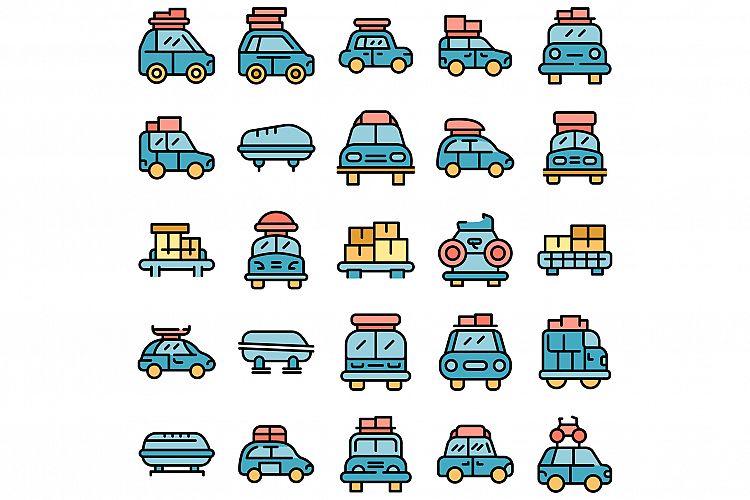 Car roof box icons set vector flat example image 1