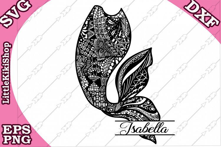 Download Zentangle Mermaid Tail Monogram Svg,Mandala Mermaid cut file