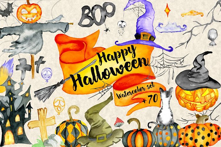 Happy Halloween Watercolor Set