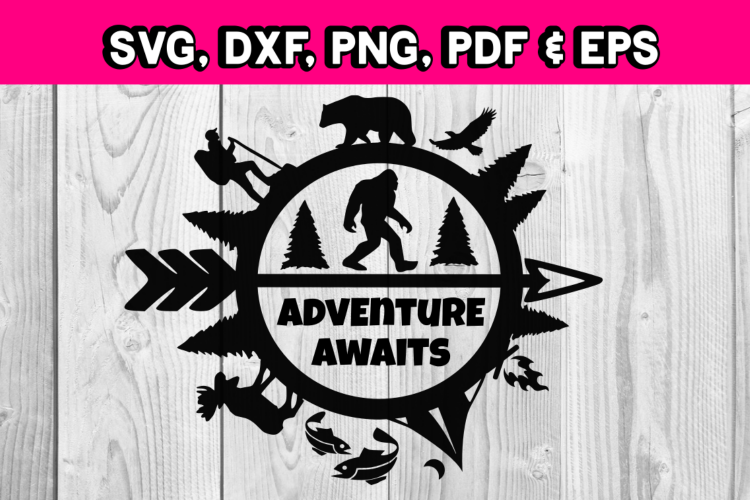 Bigfoot - Adventure awaits - bigfoot silhouette - svg file (209555