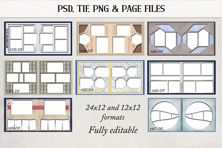 Digital Scrapbook Double Page Templates Bundle 1