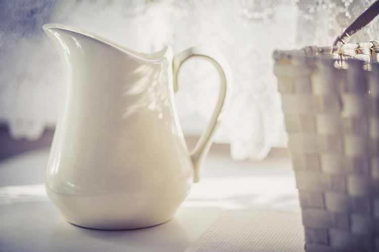 Milk Jug behind Basket - Cold Tone