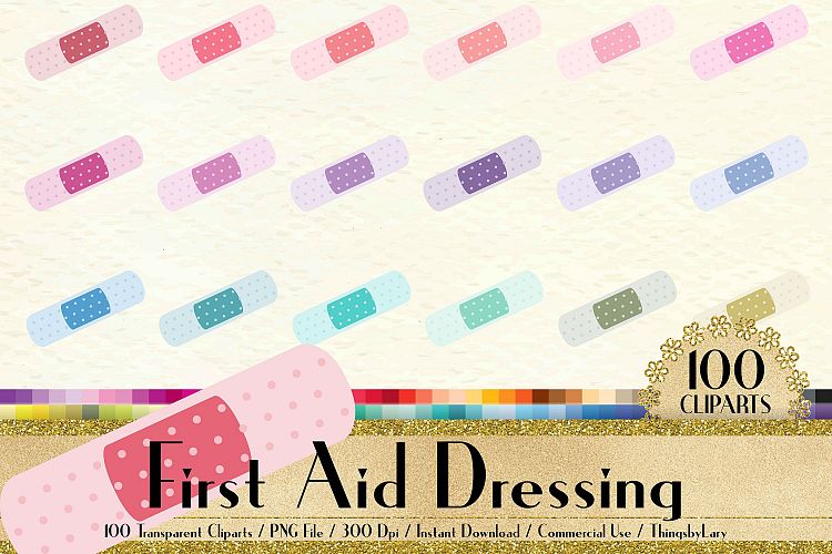 100 Polka Dot First Aid Dressing Clip Arts, Medical Clip Art