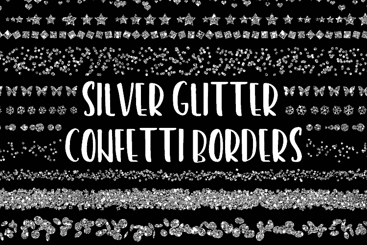 Silver Glitter Confetti Borders